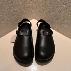 Birkenstock Papillio Women’s 11 Tokio Chunky Clog Black Leather Platform NWT